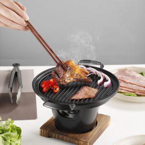 Japanese Style One Person Barbecue Oven Home Alcohol Stove Desktop Outdoor Mini Barbecue Oven Non-stick Boiler Carbon Barbecue Plate