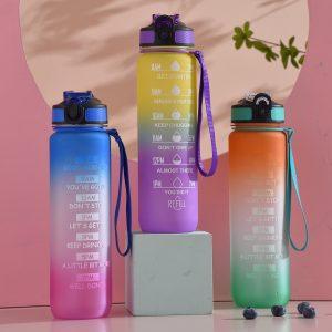 Sports Straw Water Cup Tritan Gradient Bounce Cover Water Bottle Space Cup Outdoor Water Bottle Travel Cup