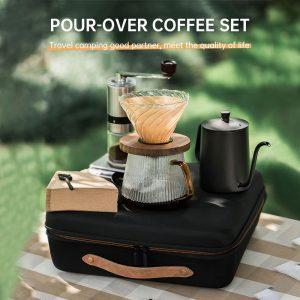 portable camping coffee grinder maker filter pot V600 drip pour over coffee tea sets with premium travel gift bag box