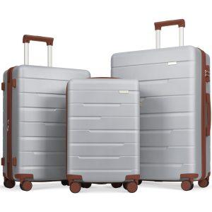 Luggage Sets 3 Piece Suitcase Set 20/24/28 Silver